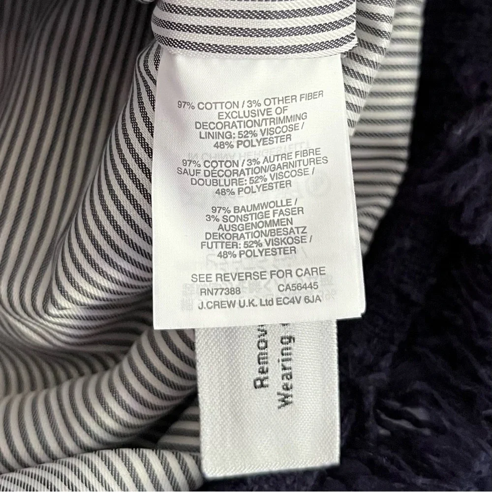 J. Crew Women’s Tweed Motorcycle Jacket with Fringe Navy‎ Blue Size 0